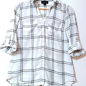 Fortune & Ivy White Plaid Shirt